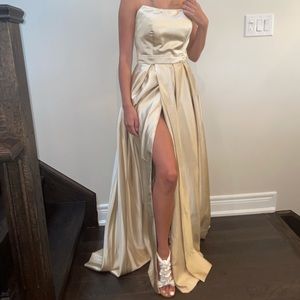 champagne prom dress